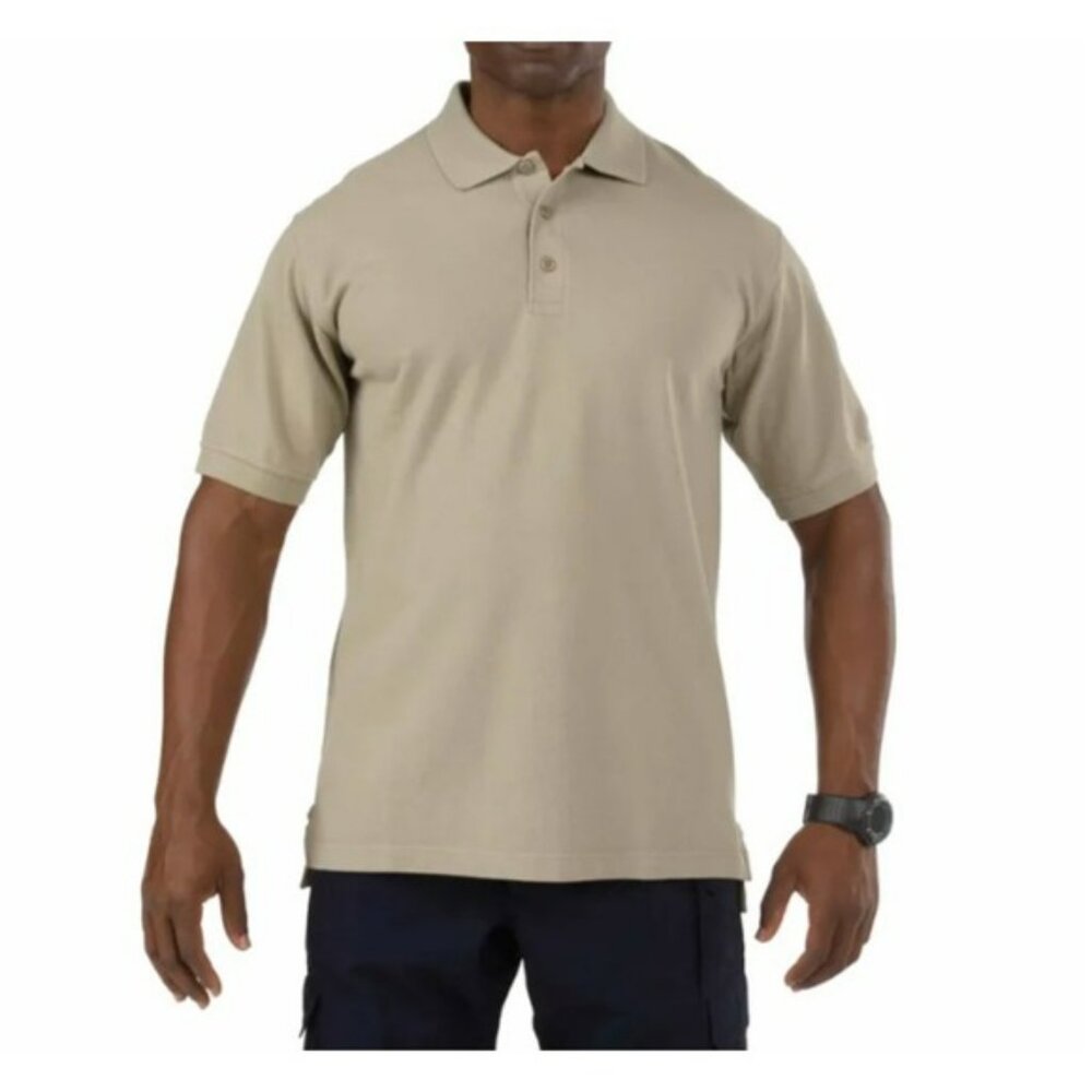 5.11 Tactical Polo Shirt Mens M Professional Tan Short Sleeve Classic Fit Work